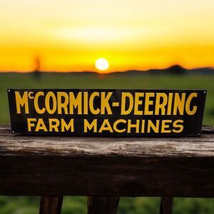 McCormick-Deering Farm Machines Vintage '80s Tin Metal Tractor Sign 23.8" x 5.5"